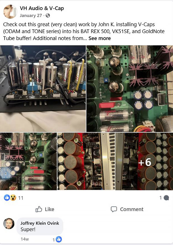 Recent post from VH Audio's Facebook page